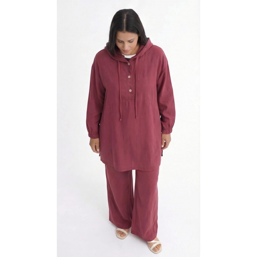 Bordo İkili Tunik Takım
