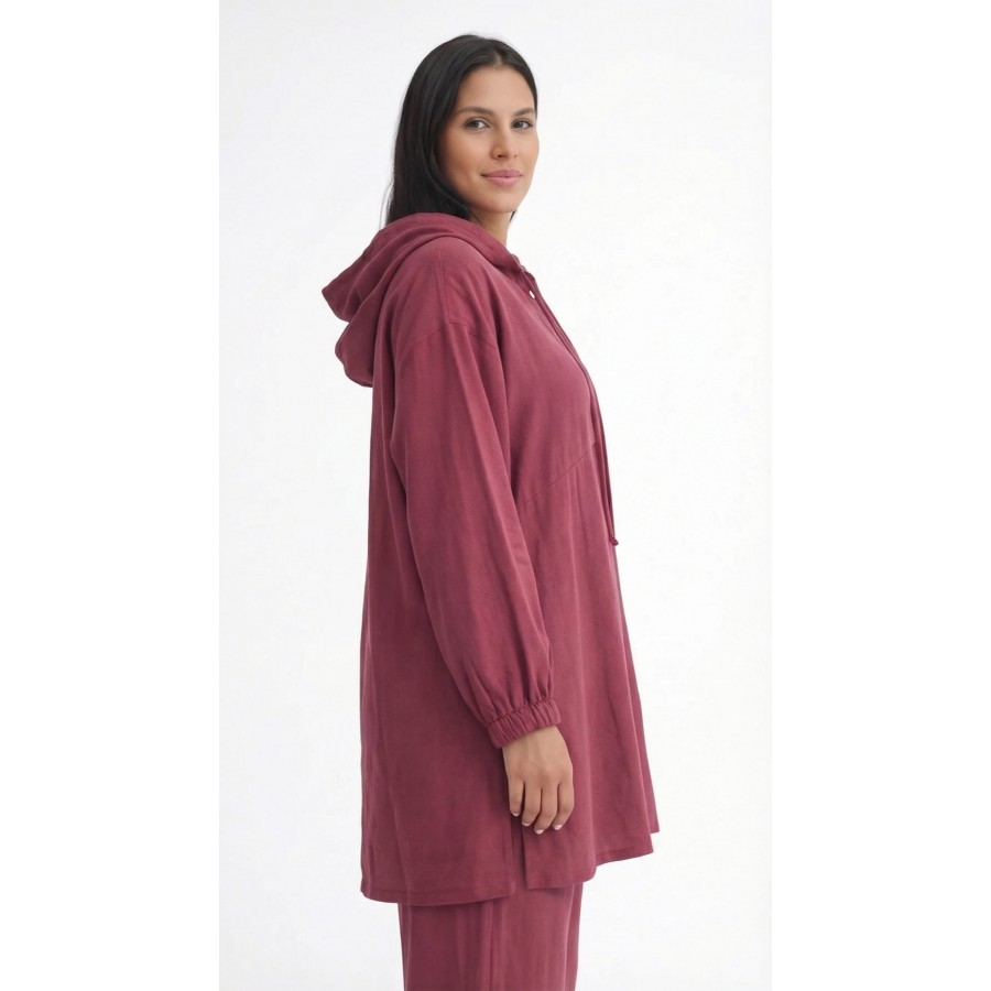 Bordo İkili Tunik Takım