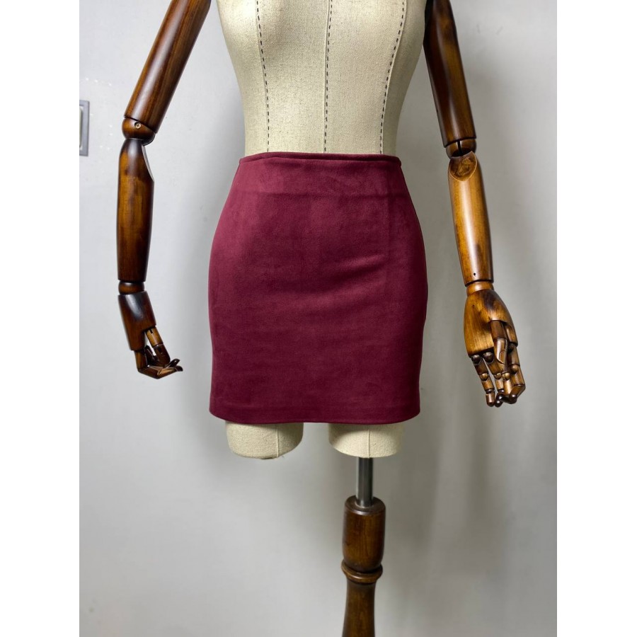 Bordo Mini Süet Etek Bordo Mini Süet Etek