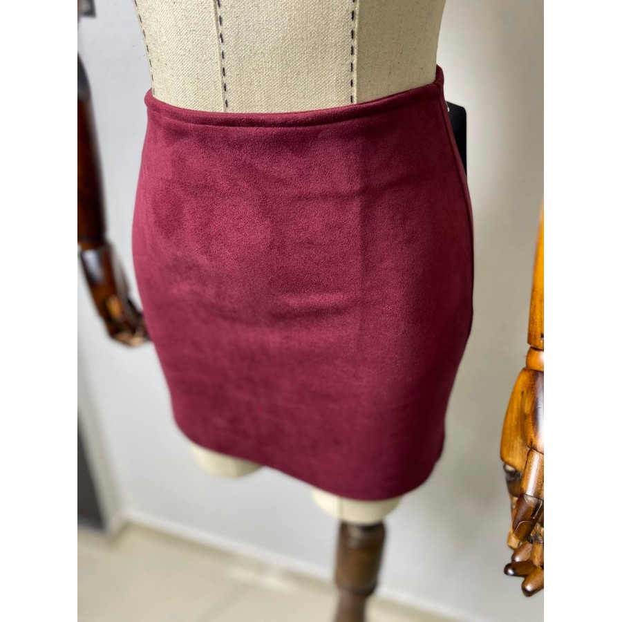Bordo Mini Süet Etek Bordo Mini Süet Etek