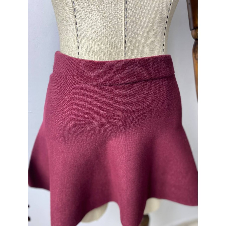 Dilvin Bordo Volanlı Triko Mini Etek Dilvin Bordo Volanlı Triko Mini Etek