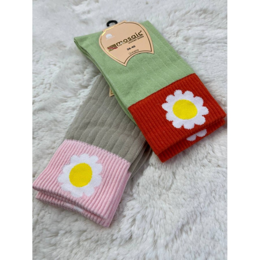 Papatya 2'li Renkli Çorap Set